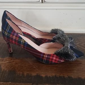 JCrew Colette d'Orsay pumps red tartan AG402